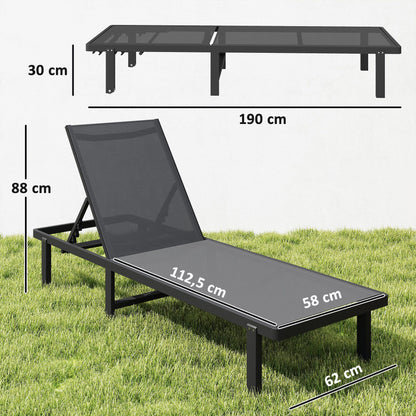 Outsunny Set De 2 Tumbonas De Jardín Exterior Reclinables Con Ruedas Gris Oscuro_2