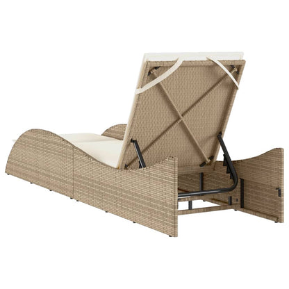 Tumbona Con Cojín Ratán Sintético Beige 60x205x73 Cm / Vetonek_4