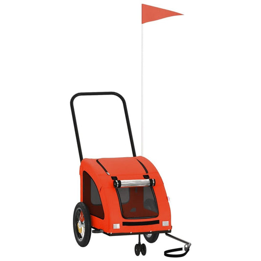 Vidaxl Remolque De Bicicleta Mascotas Hierro Tela Oxford Naranja Gris_0