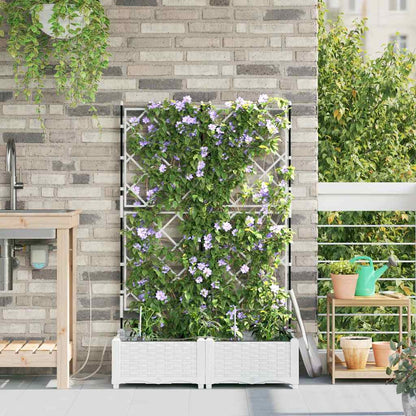 Macetero De Jardín 2 Uds. Blanco 80 X 40 X 126 Cm Pp_2