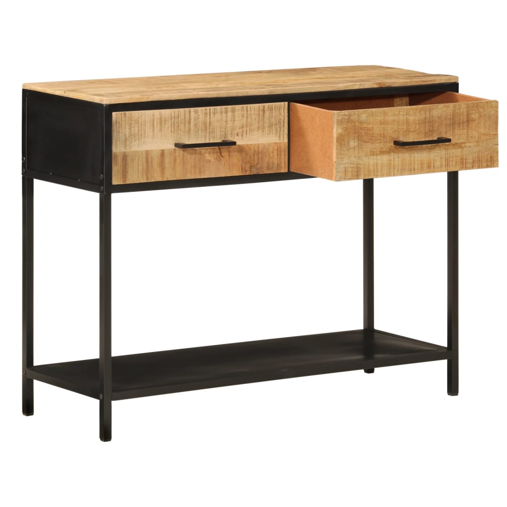 Mesa Consola Madera Maciza De Mango Y Hierro 100x35x76 Cm_0