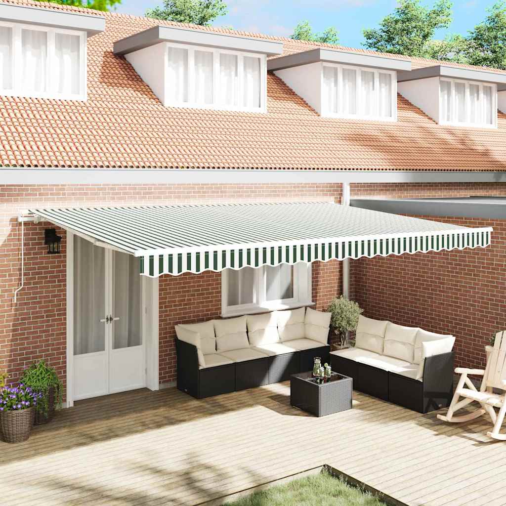 Toldo Retráctil Verde Y Blanco 500 X 300 Cm_1