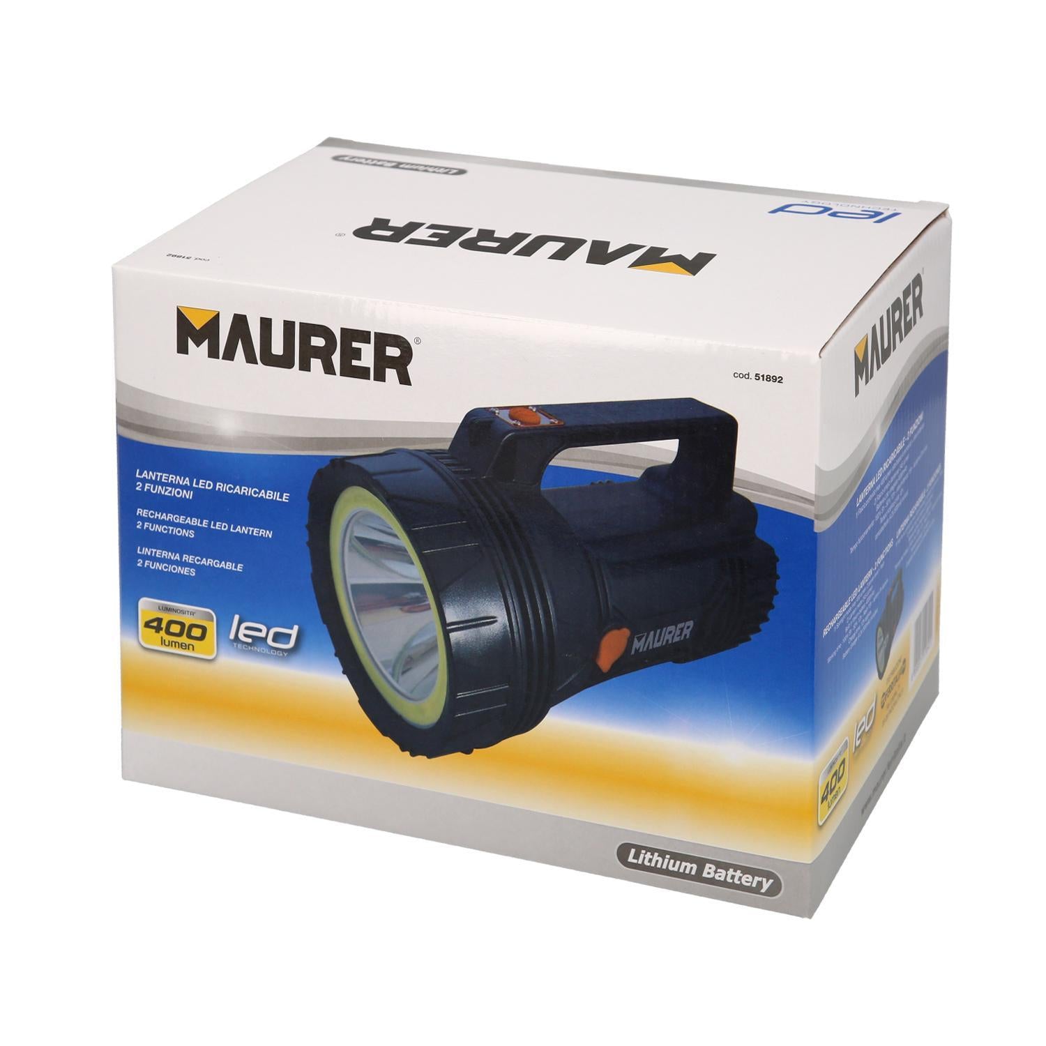 Linterna Led De Mano Multifunción Con Asa, Bateria Litio Recargable (4.000 Mah) 400 Lumenes. 2 Modos De Iluminación_2