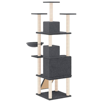 Rascador Para Gatos Con Postes De Sisal Gris Oscuro 175 Cm_4