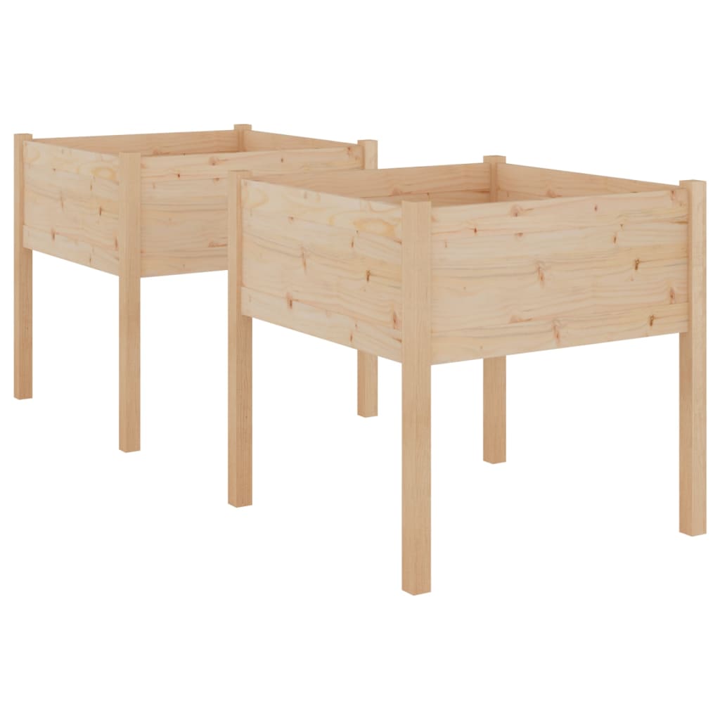 Jardineras 2 Uds Madera Maciza De Pino 70x70x70 Cm_0