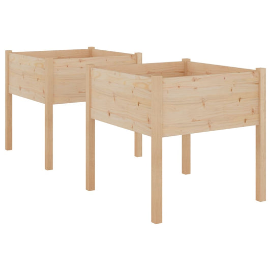 Jardineras 2 Uds Madera Maciza De Pino 70x70x70 Cm_0