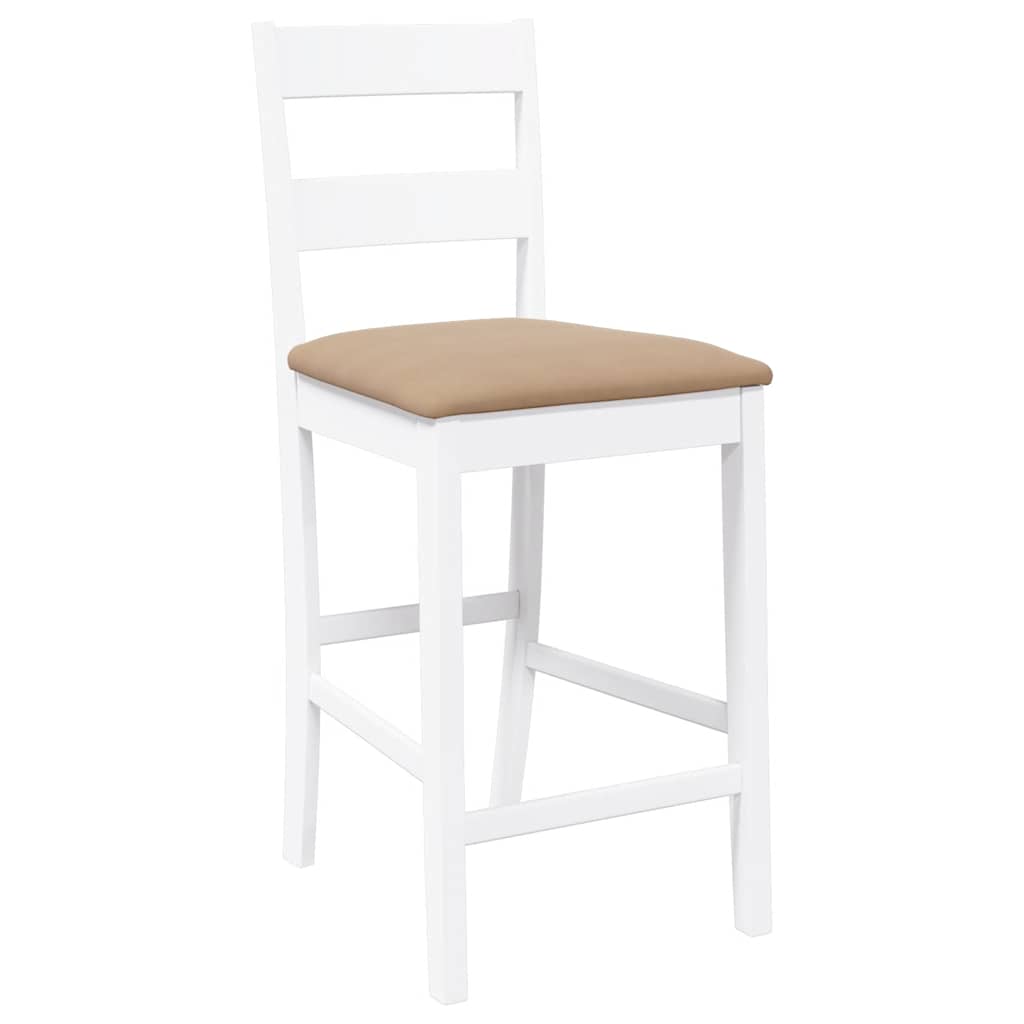 Taburetes De Bar Con Cojines 2 Uds Madera Maciza Blanca Caucho_2