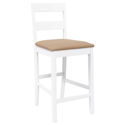 Taburetes De Bar Con Cojines 2 Uds Madera Maciza Blanca Caucho_2