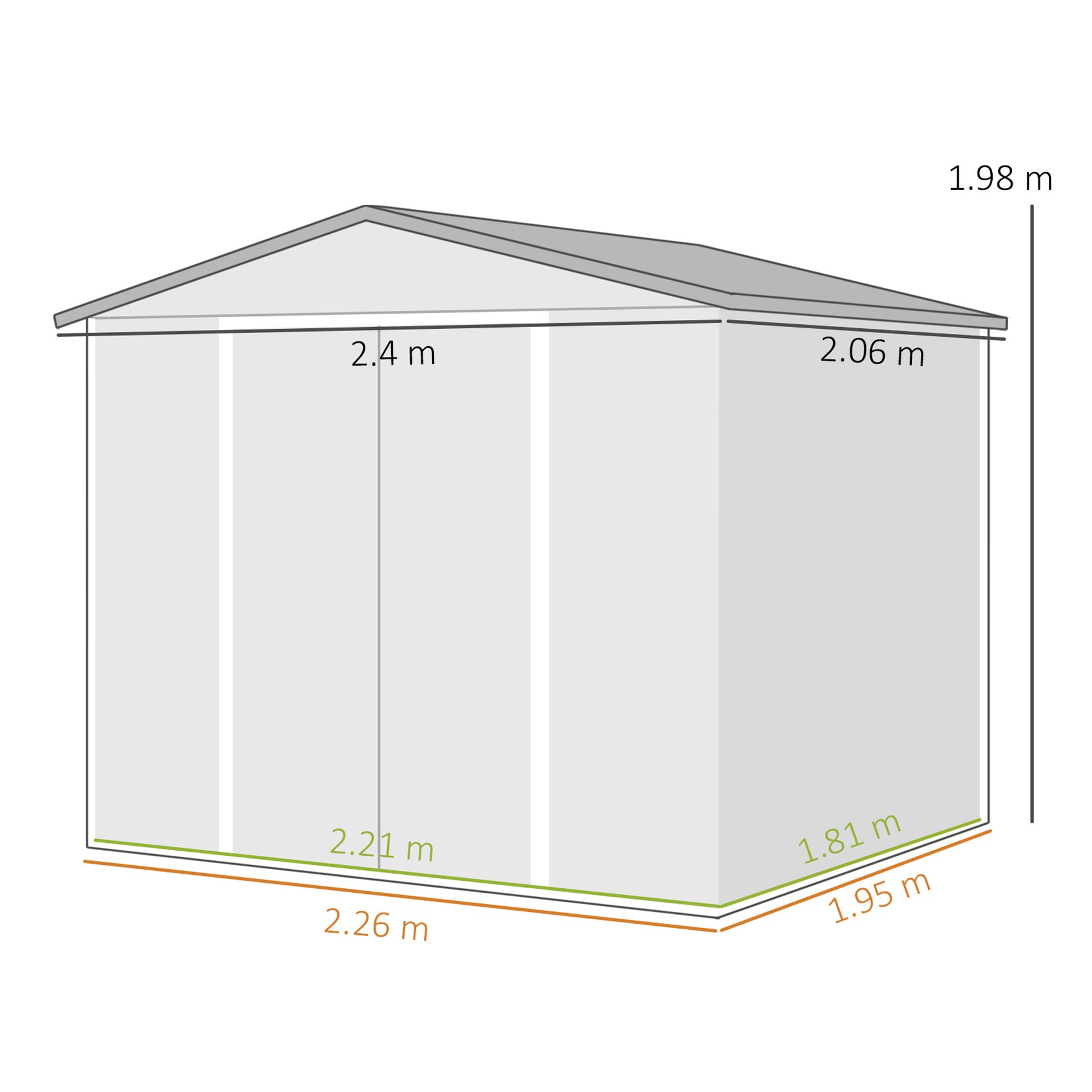 Outsunny Caseta De Jardín Exterior 4,4 M² 240x206x198 Cm Teca_2