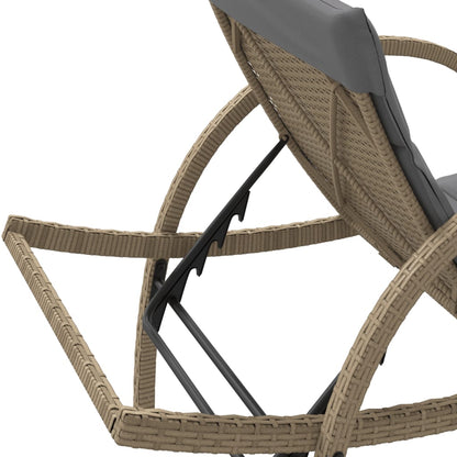 Tumbona Con Cojín Ratán Sintético Beige 60x199x42 Cm / Vetonek_1