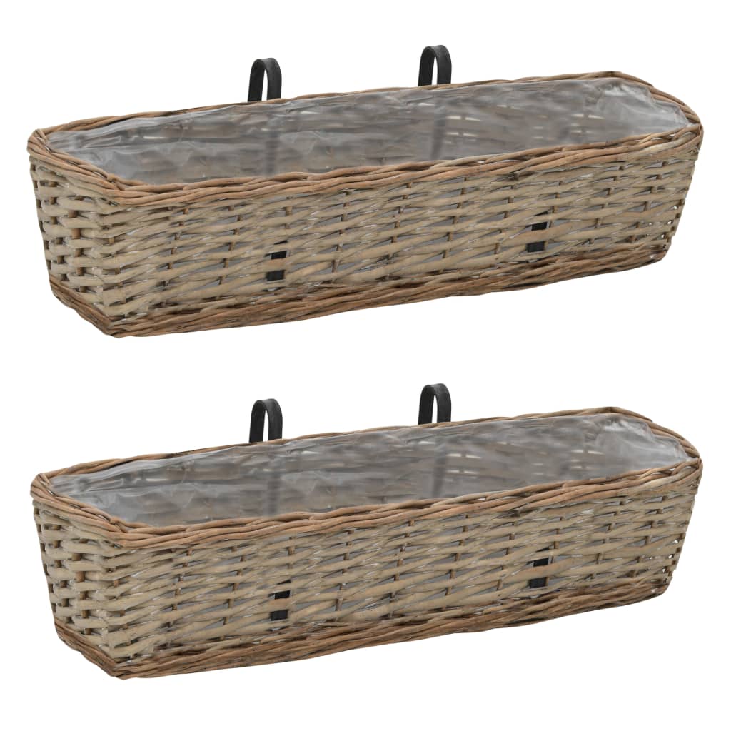 Jardinera Para Balcón Con Forro De Pe 2 Unidades Mimbre 60 Cm_1