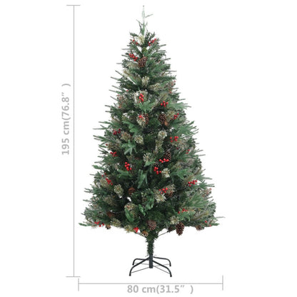 Vidaxl Árbol De Navidad Con Luces Y Piñas Pvc Con Pe Verde 195 Cm_2