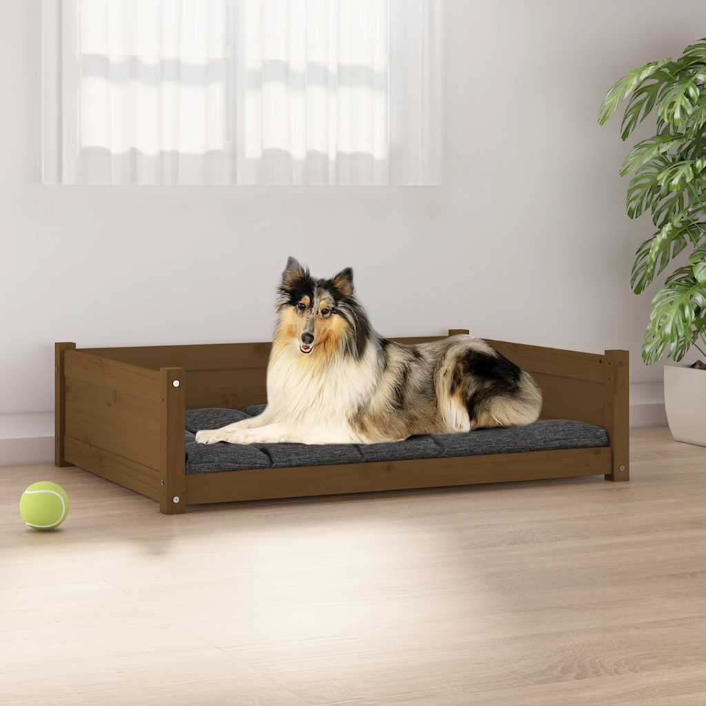 Vidaxl Cama Para Perros Madera Maciza Pino Marrón Miel 95,5x65,5x28 Cm_1