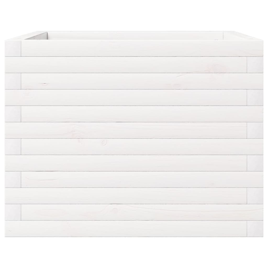 Jardinera De Madera Maciza De Pino Blanca 60x60x46 Cm_4