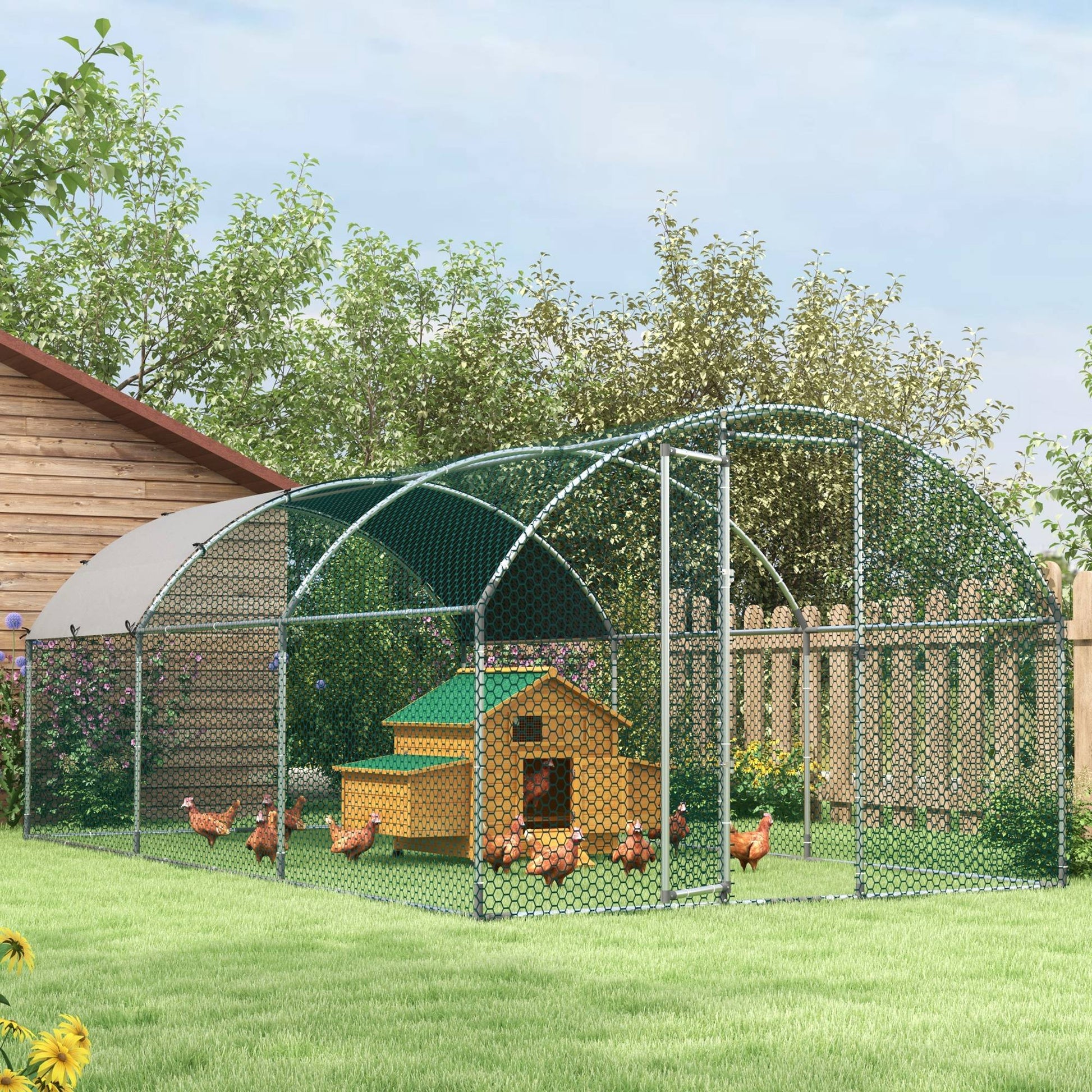 Pawhut Gallinero Para Exterior 5,7x2,8x1,97 M Para 12-18 Gallinas De Acero Galvanizado_3