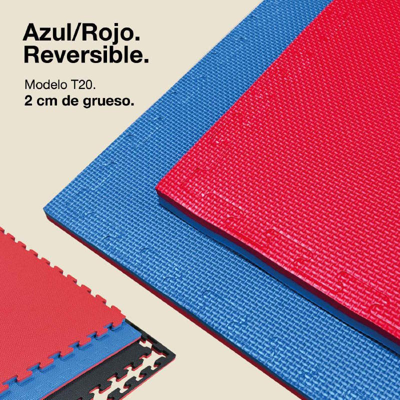 Tatami Puzzle 2cm 100x100cm – Superficie T Rojo/azul Jowy_0