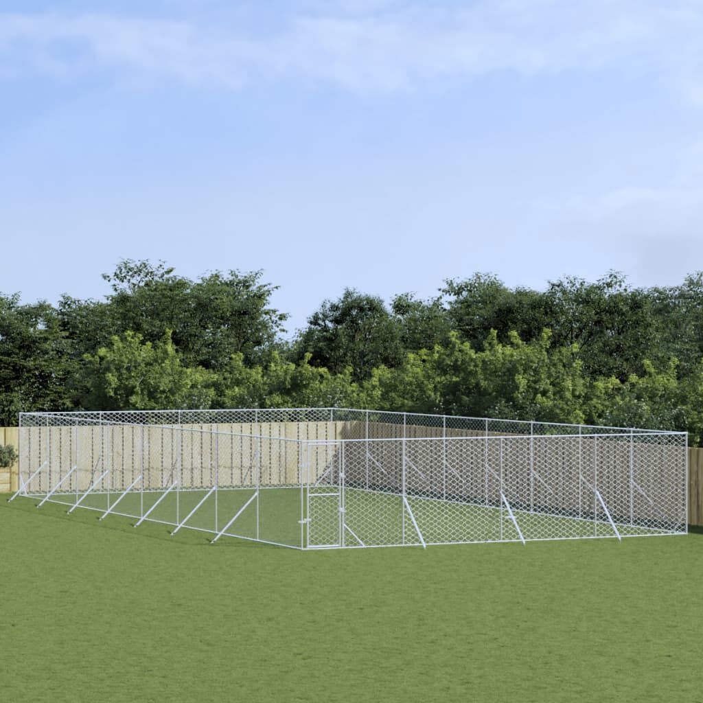 Vidaxl Perrera De Exterior Acero Galvanizado Plateado 8x16x2 M_1
