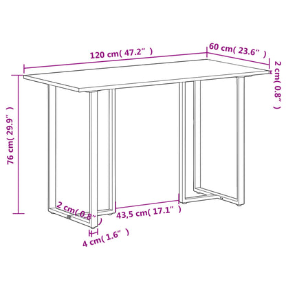 Mesa De Comedor De Madera Maciza De Mango Rugosa 120 Cm_4