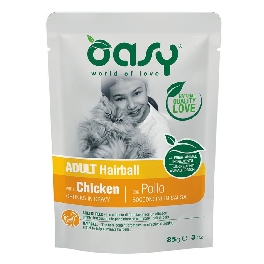 Comida Oasy Trozos En Salsa Para Gato Adulto De Pollo Anti-hairball 85g_0