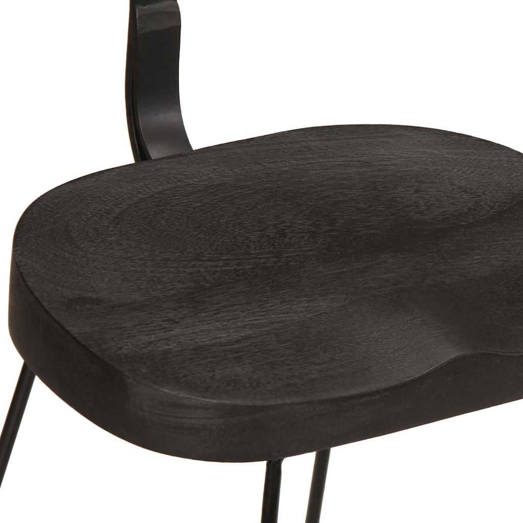 Taburetes De Barra 2 Uds Negro 49x43x79 Cm Madera Maciza Mango_4