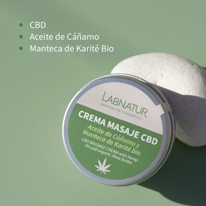 Crema de Masaje con CBD Labnatur 100 ml | Cáñamo y Karité Bio | Hidratación, Firmeza y Confort | Vegano_1
