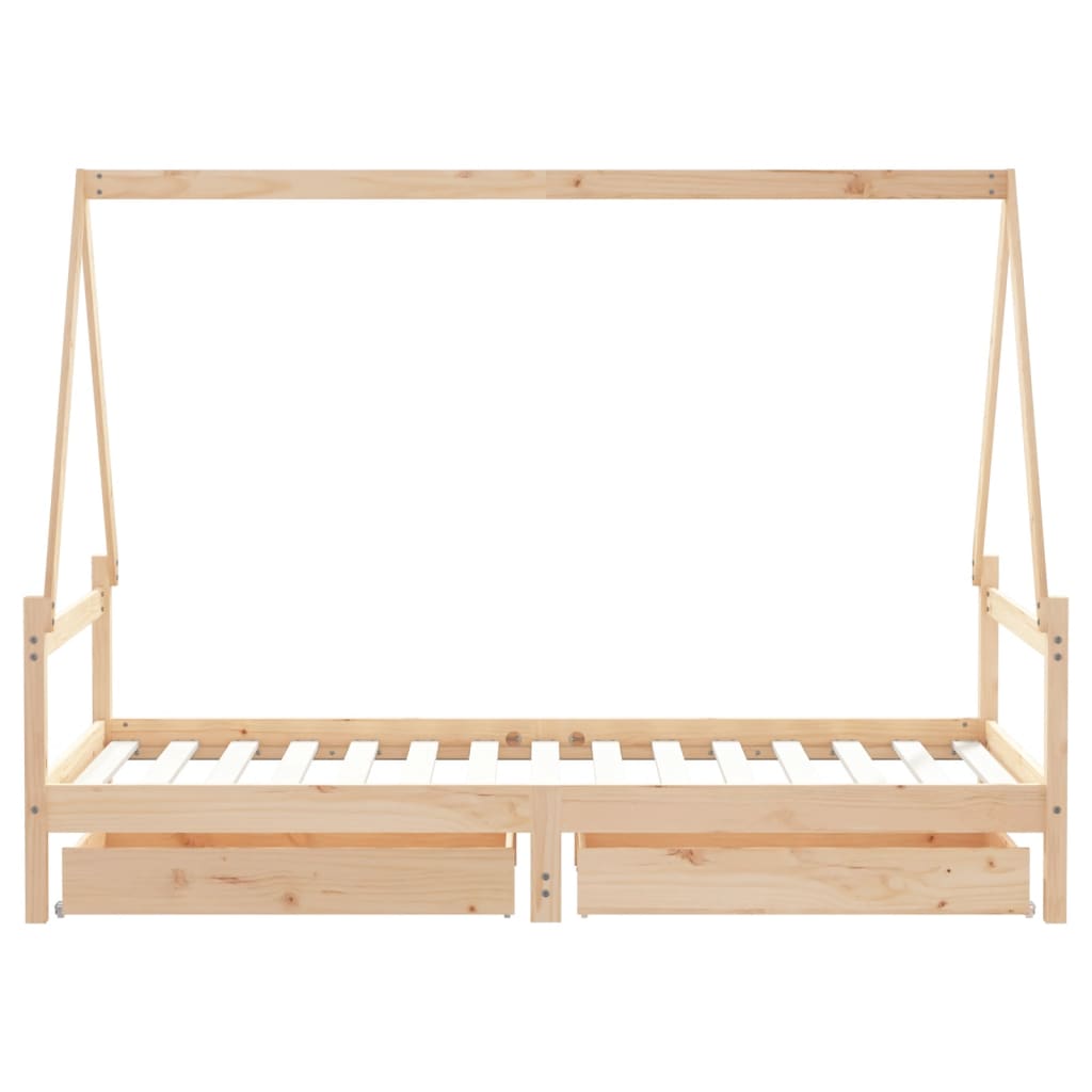 Estructura De Cama Infantil Con Cajones Madera Pino 90x190 Cm / Vetonek_1