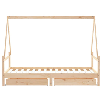 Estructura De Cama Infantil Con Cajones Madera Pino 90x190 Cm / Vetonek_1