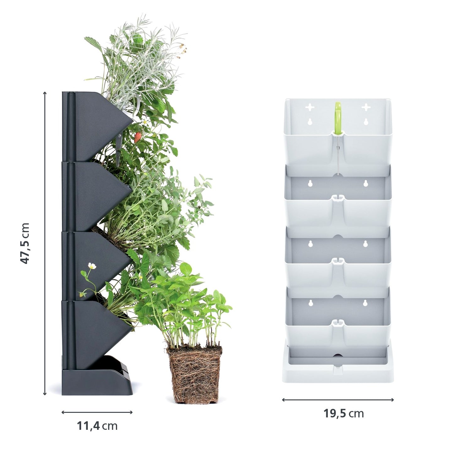 Macetero Vertical Prosperplast Mini Cascade De Plastico En Color Blanco 19,5 (largo) X 11,4 (ancho) X 47,5 (alto) Cm Con Tijeras De Jardin_1