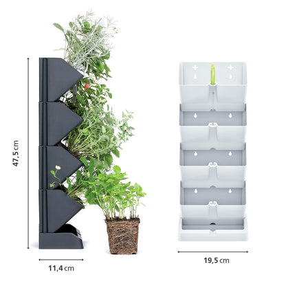 Macetero Vertical Prosperplast Mini Cascade De Plastico En Color Blanco 19,5 (largo) X 11,4 (ancho) X 47,5 (alto) Cm Con Tijeras De Jardin_1