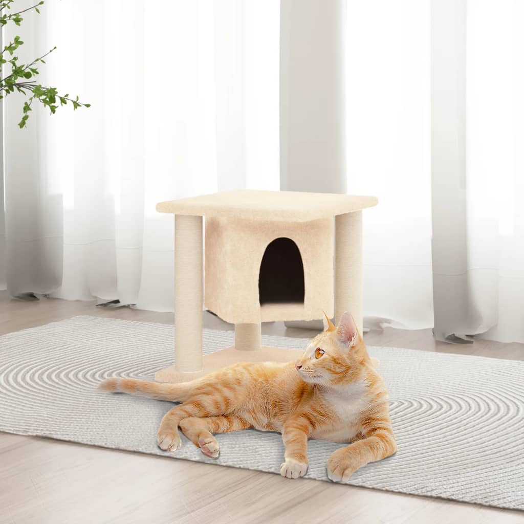 Vidaxl Rascador Para Gatos Con Postes De Sisal Crema 37 Cm_1