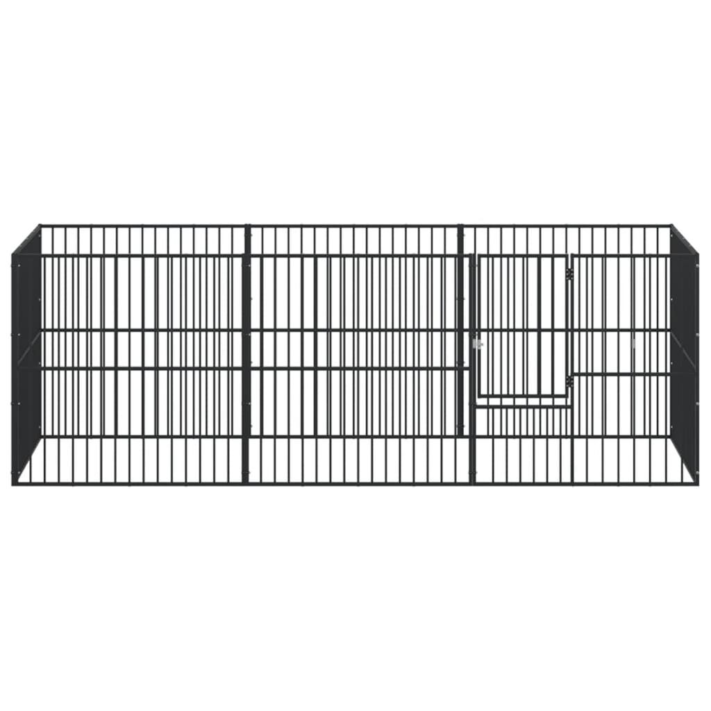 Vidaxl Corralito Para Perros Con 8 Paneles Acero Galvanizado Negro_3