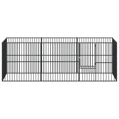 Vidaxl Corralito Para Perros Con 8 Paneles Acero Galvanizado Negro_3