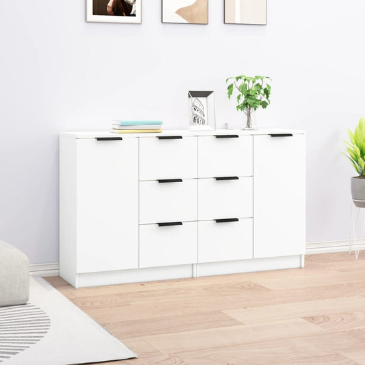 Aparadores 2 Uds Madera Contrachapada Blanco 60x30x70 Cm_0
