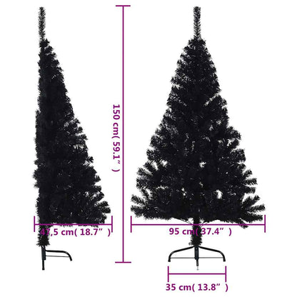 Vidaxl Medio Árbol De Navidad Artificial Con Soporte Pvc Negro 150 Cm_2
