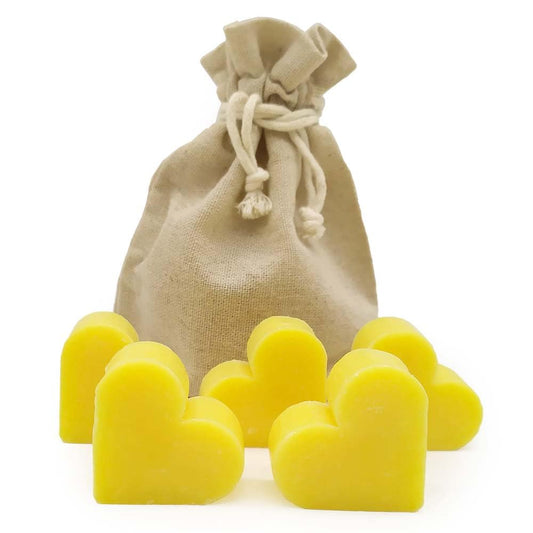 Bolsa De Yute Con 5 Jabones - Aroma Pomelo - Jabón De Glicerina Con Forma De Corazón - Detalle Para Invitados_0