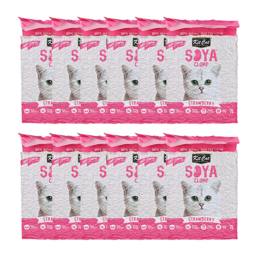 Kit Cat SoyaClump Pack Ahorro 12 - Strawberry 7 L Arena Vegetal para gatos
