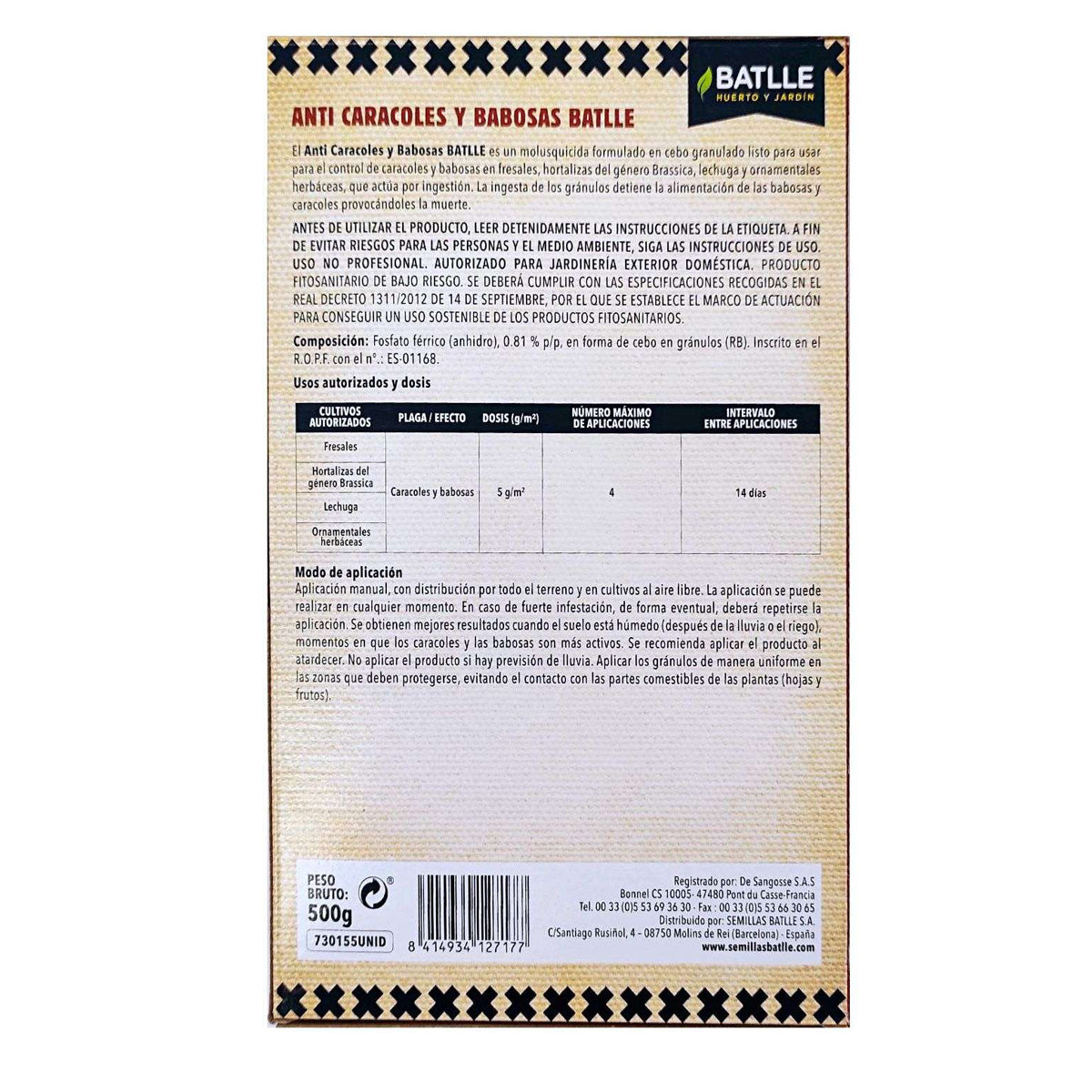 Antilimacos anti caracoles y Babosas 500 g Batlle Bio