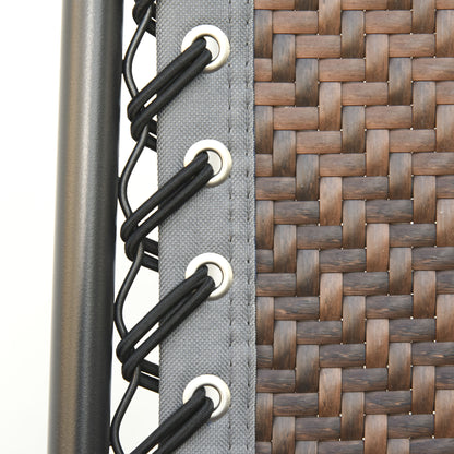 Outsunny Tumbona Plegable De Ratán Con Respaldo Ajustable Reposacabezas_3
