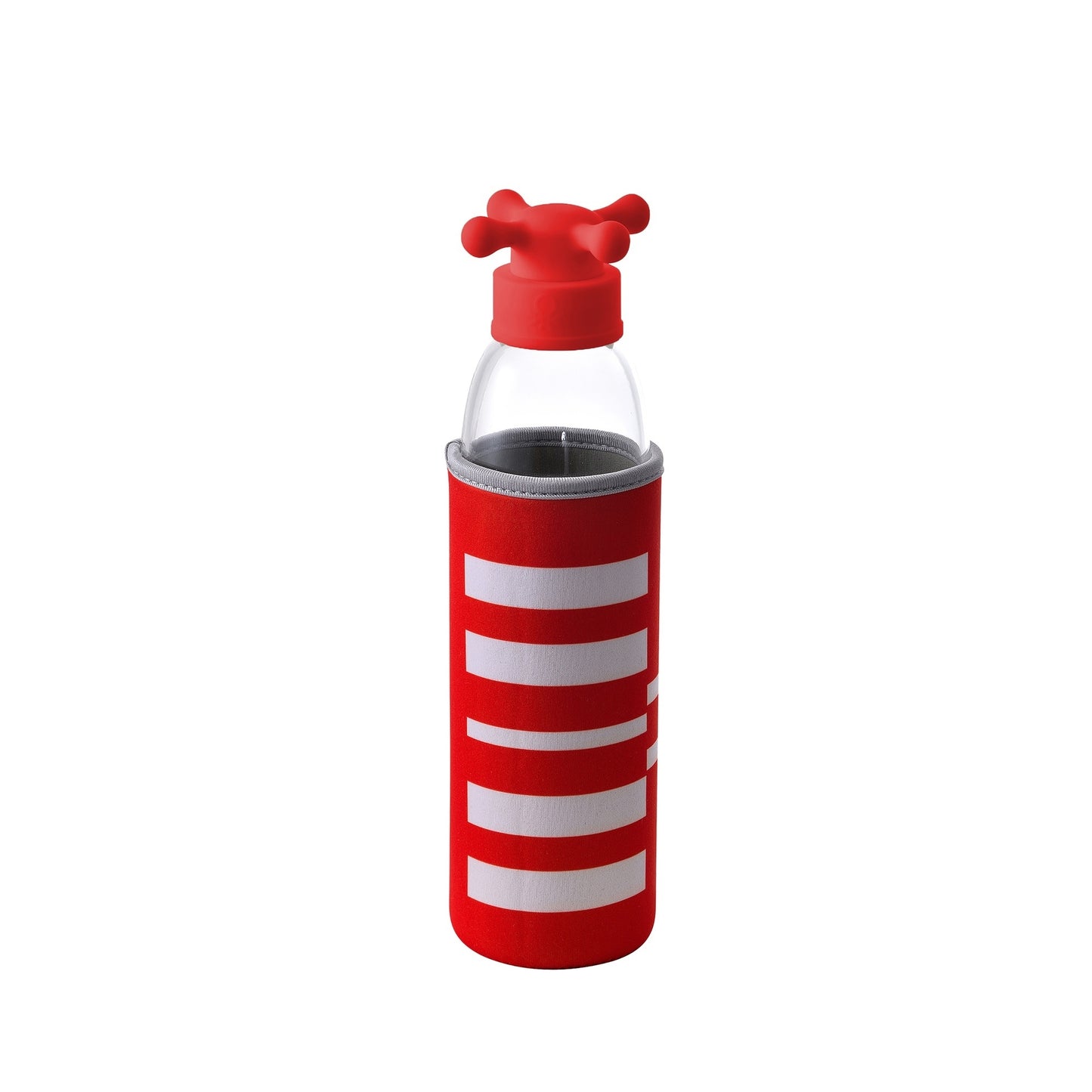Botella De Agua 500ml Borosilicato Funda Rojo Y Tapa De Grifo Rainbow Be_1