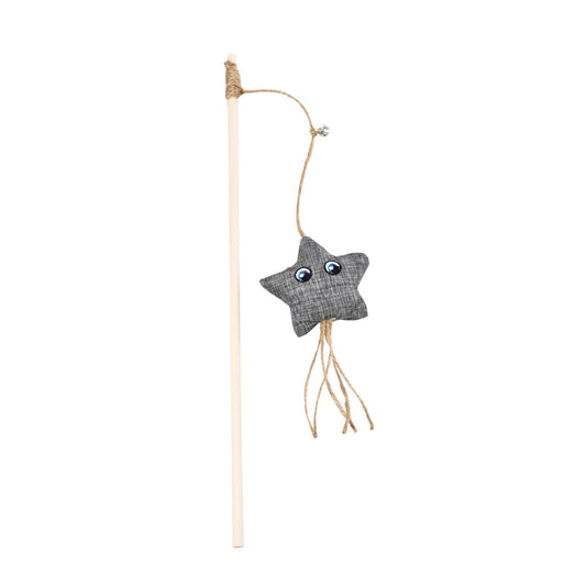 Juguete Para Gato En Forma De Caña De Pescar De 40cm, Cuerda Y Estrella De Tela En El Extremo_0