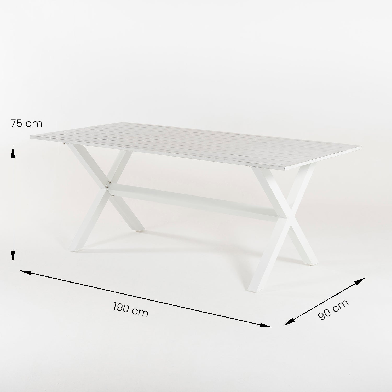 Conjunto De Mesas Y Sillas Para Exterior, Aluminio Resistente, Aluminio Y Textilene, Color Blanco, Mesa: 190x90x75 Silla:110x57x70_4