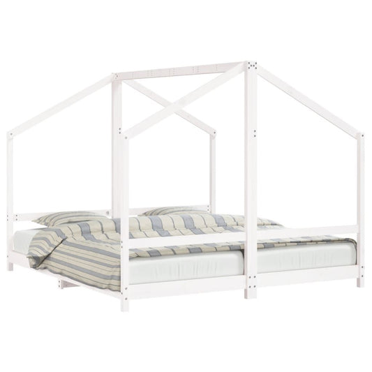 Vidaxl Estructura De Cama Para Niños Madera Pino Blanco 2x(90x200) Cm_0