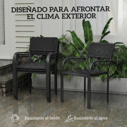Outsunny Juego De 4 Sillas De Jardín Exterior Apilables_4
