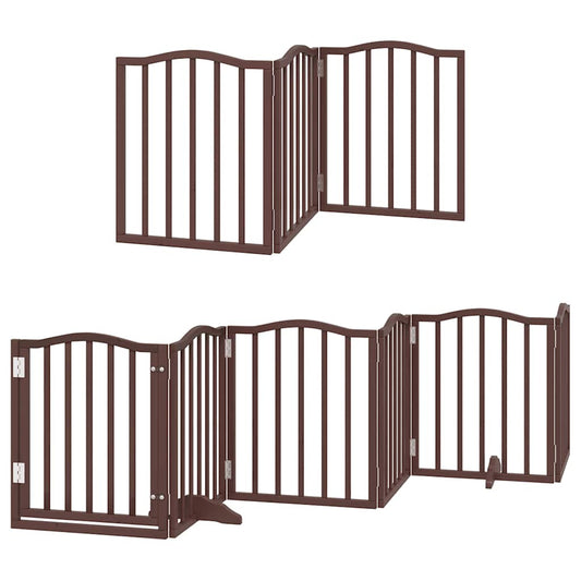 Vidaxl Puerta De Perros Plegable 12 Paneles Madera Álamo Marrón 600 Cm_0