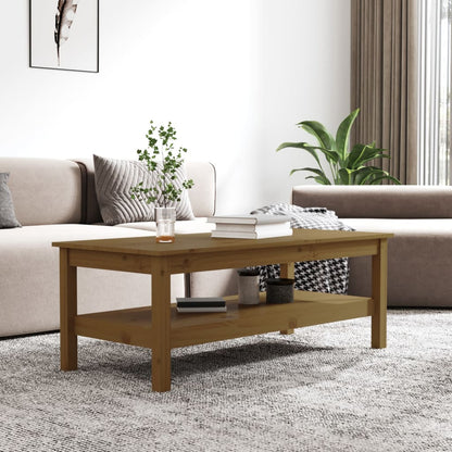 Mesa De Centro Madera Maciza De Pino Marrón Miel 110x50x40 Cm_3