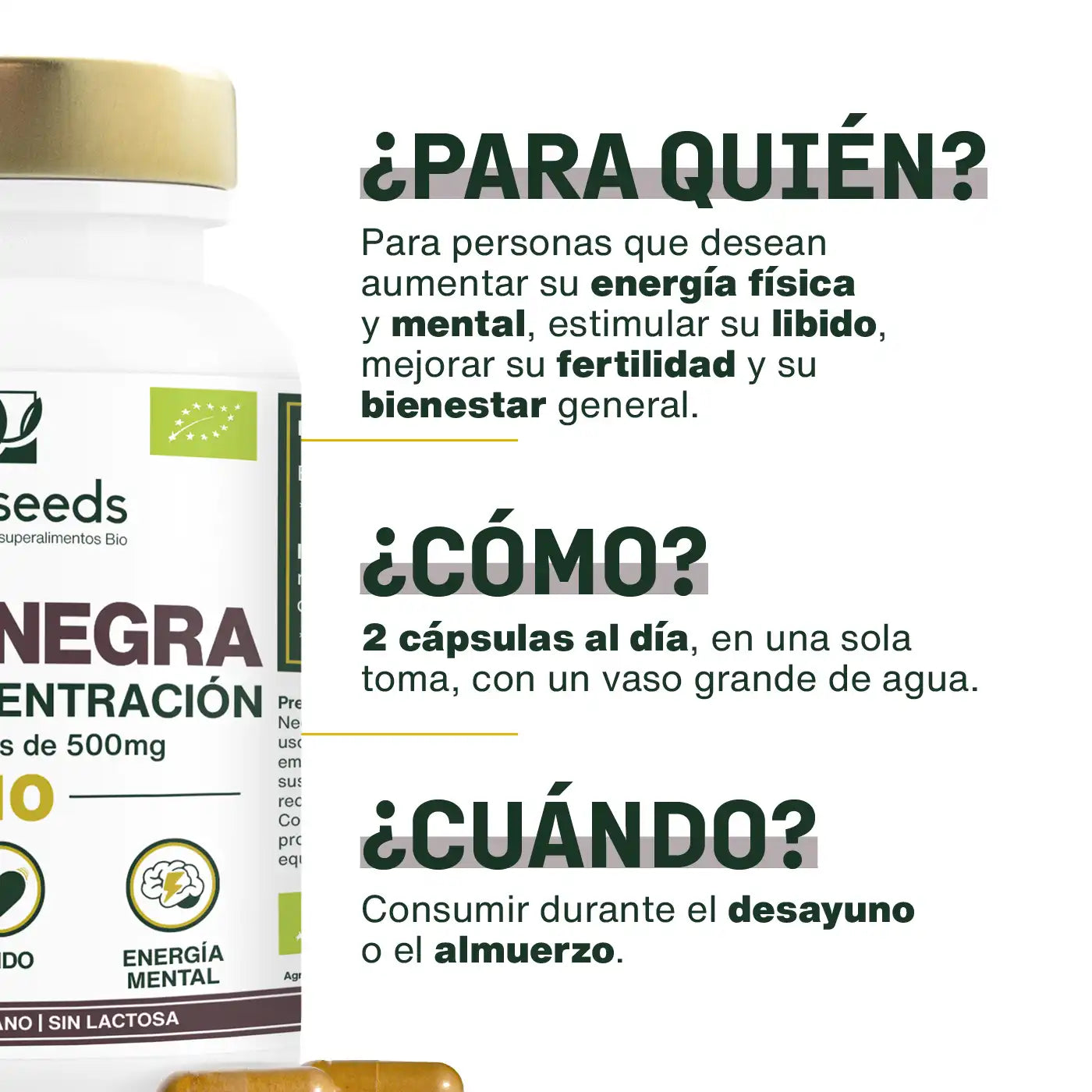 Maca Negra Bio, Alta Concentración | 120 Cápsulas_1