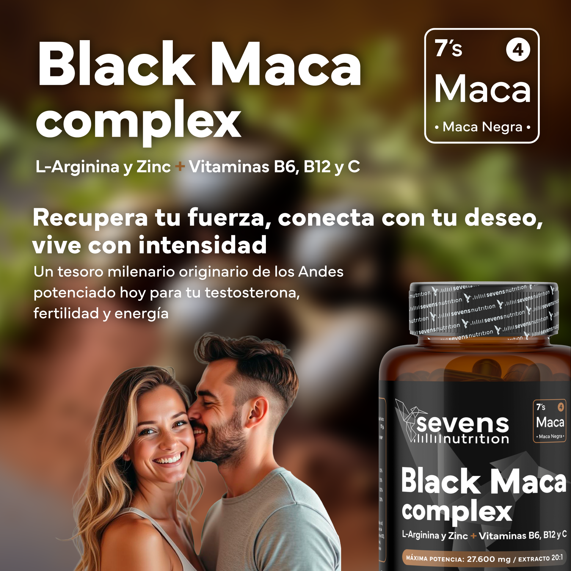 Maca Negra Con L-arginina Y Zinc + Vitaminas B6, B12 Y C. Reduce El Cansancio Y Aumenta Energía