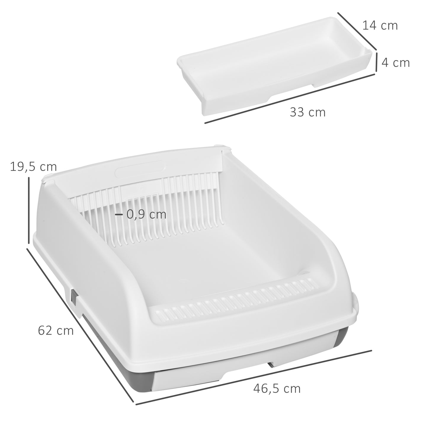 Pawhut Bandeja Higiénica Arenero Para Gatos Con Botón 62x46,5x19,5 Cm Blanco_2