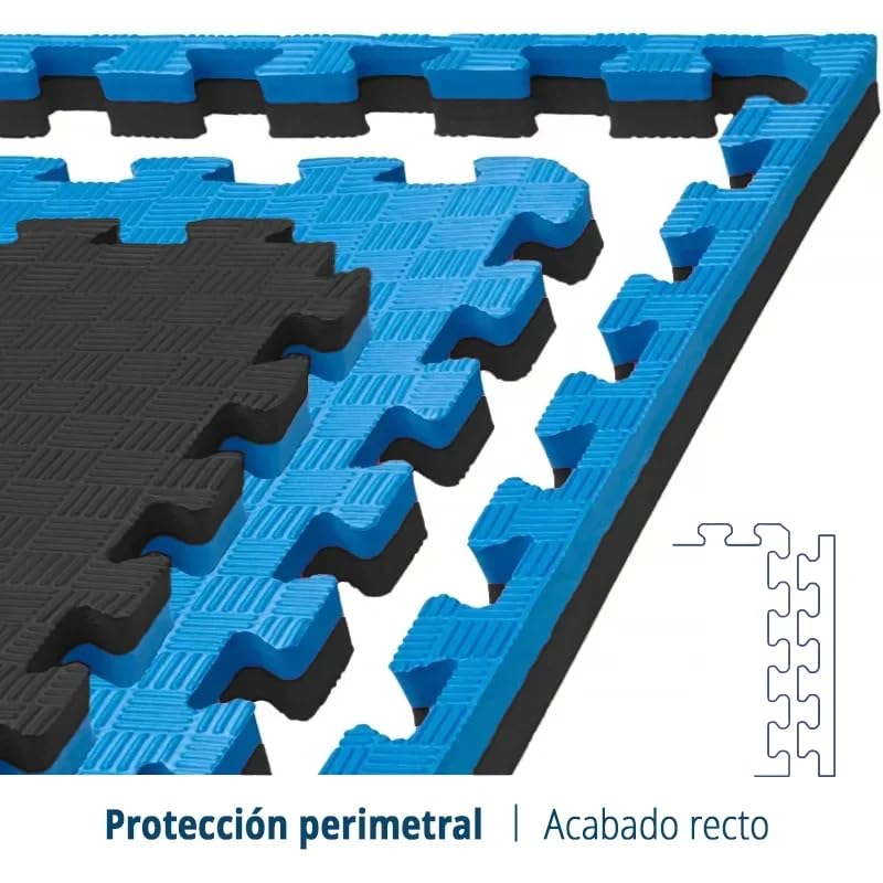 Artatami® Tatami Puzzle 1x1x20 mm Negro - Azul Pack Ahorro【8 Unidades】Gimnasios - Fitness - Pilates - Yoga_2