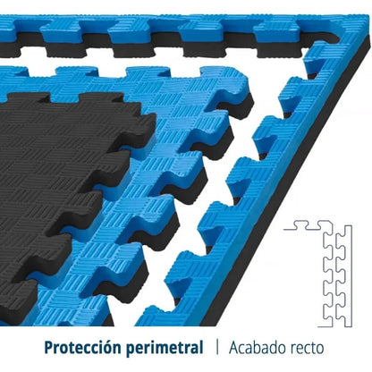 Artatami® Tatami Puzzle 1x1x20 mm Negro - Azul Pack Ahorro【24 Unidades】Gimnasios - Fitness - Pilates - Yoga_2